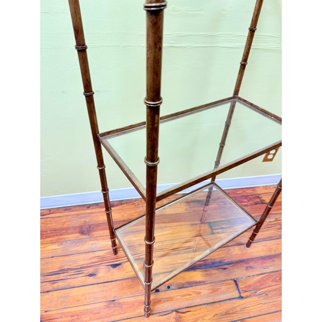 Vintage Hollywood Regency Hand Gilt Faux Bamboo Étagère - Newly Painted For Sale - Image 9 of 12