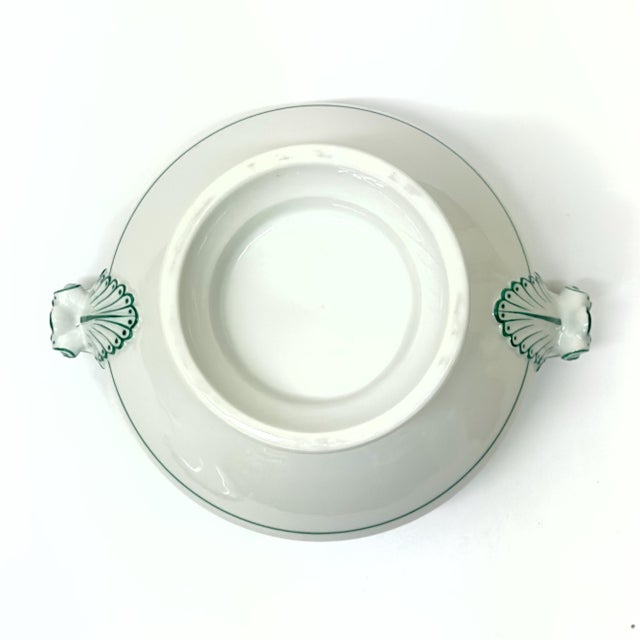 Early 20th Century Vintage White and Green Soup Tureen For Sale - Image 9 of 10