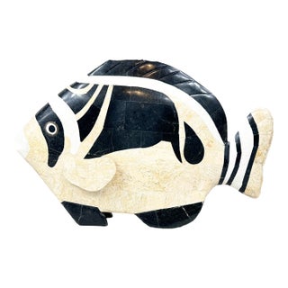 Vintage Maitland Smith Tessellated Stone Fish Sculpture For Sale