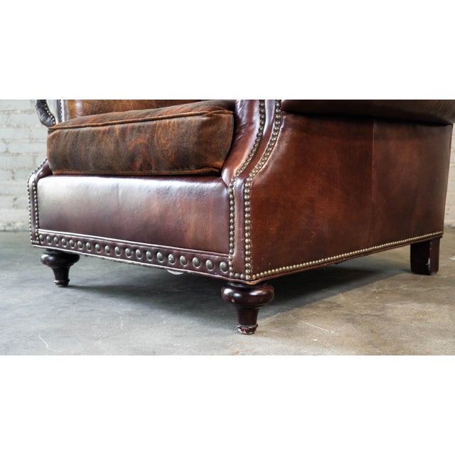 Ralph Lauren Leather and Paisley Velvet Club Chair For Sale - Image 14 of 16