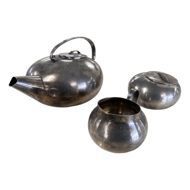 Gallia Tea Set from Christofle, 1970s, Set of 3 For Sale