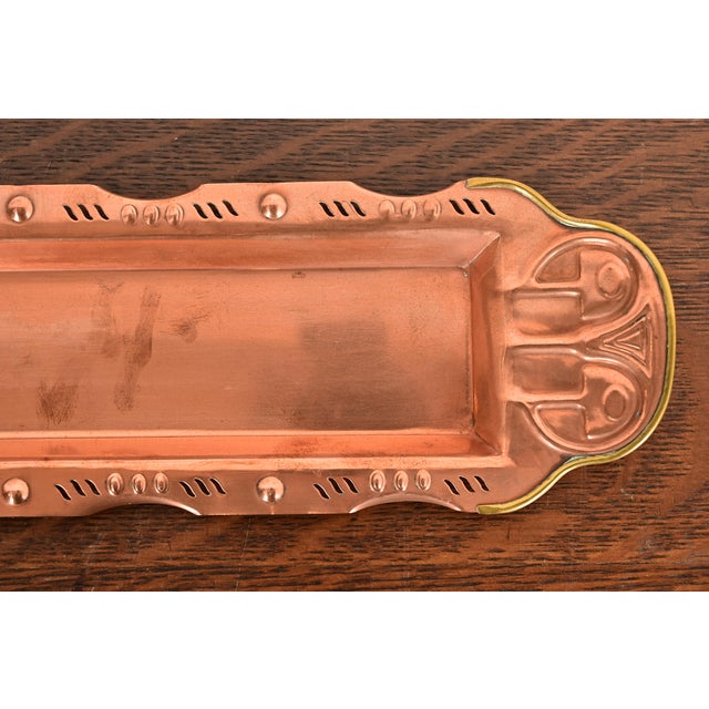 Copper Liberty & Co. Style English Arts & Crafts Copper and Brass Tray For Sale - Image 8 of 12