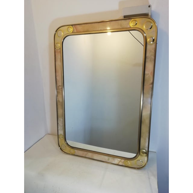 Vintage Mirror with Brass and Marble Frame, Italy, 1960s For Sale - Image 13 of 13