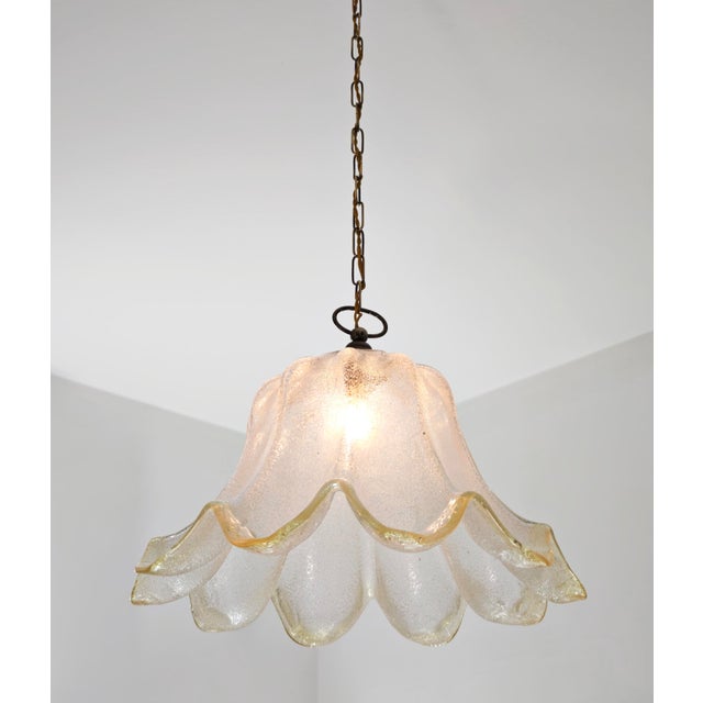 Mid-Century Modern Murano Glass and Brass Pendant Lamp, Italy, 1960s For Sale - Image 13 of 18