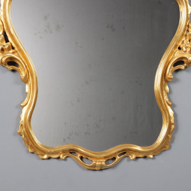 Glass Baroque Style Mirror in Giltwood Frame For Sale - Image 7 of 9