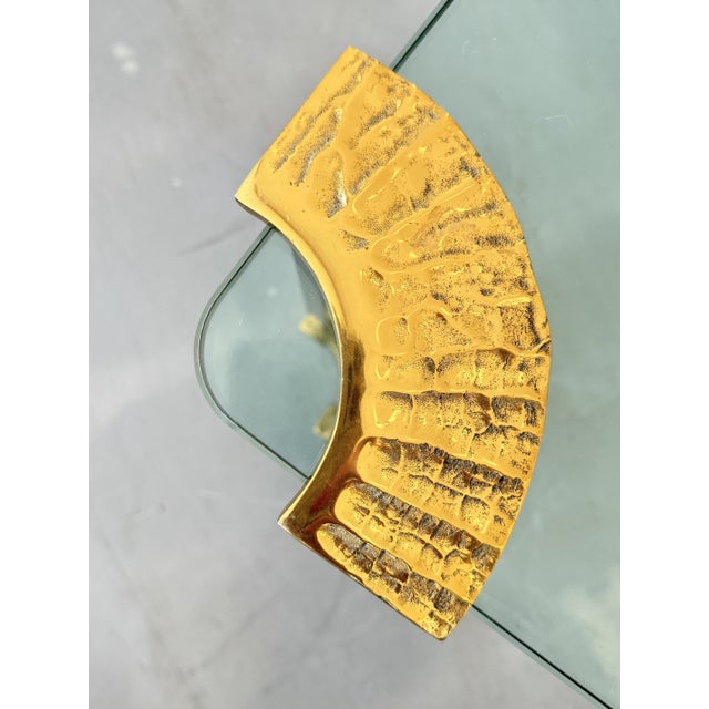 Hollywood Regency Brass and Glass Coffee Table attributed to Peter Ghyczy, 1970s For Sale - Image 14 of 18