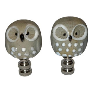 Pair of Vintage Ceramic Owl Finials For Sale