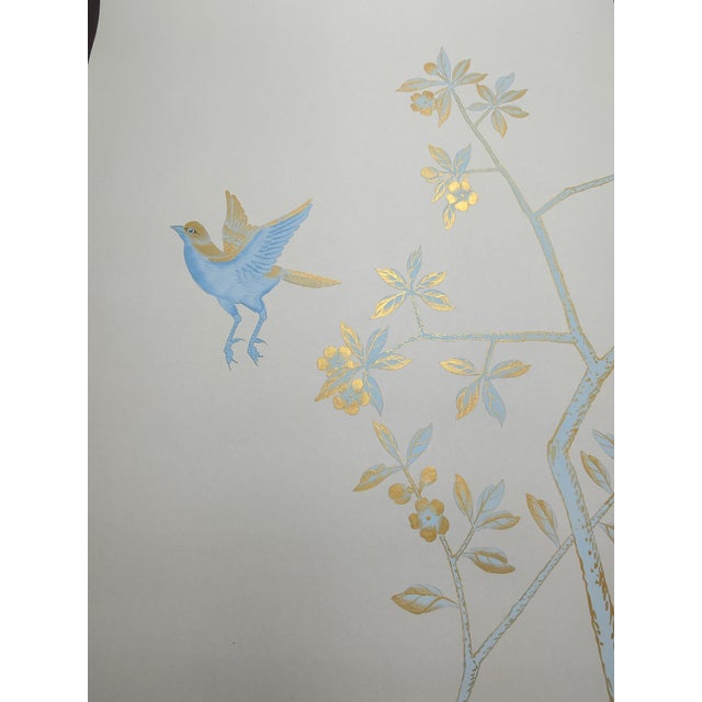 If you love the look of De Gournay wallpaper but not the price, this is for you. Light Blue & Gold Chinoiserie Floral Bird...