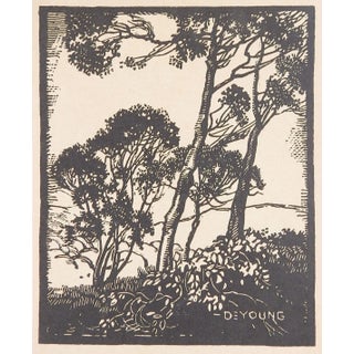 Vintage Harry Anthony DeYoung Spanish Oaks Block Print For Sale