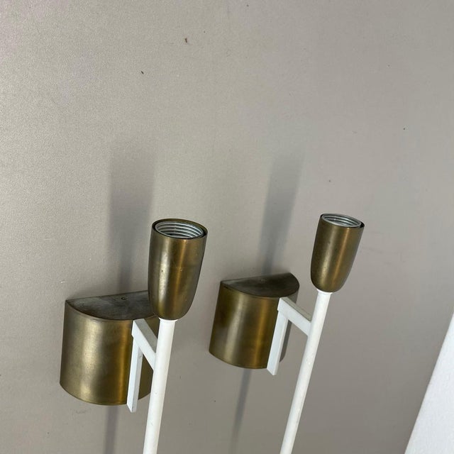 Brass Tube Theatre Wall Light Sconces in the style of Stilnovo, Italy, 1950, Set of 2 For Sale - Image 8 of 16