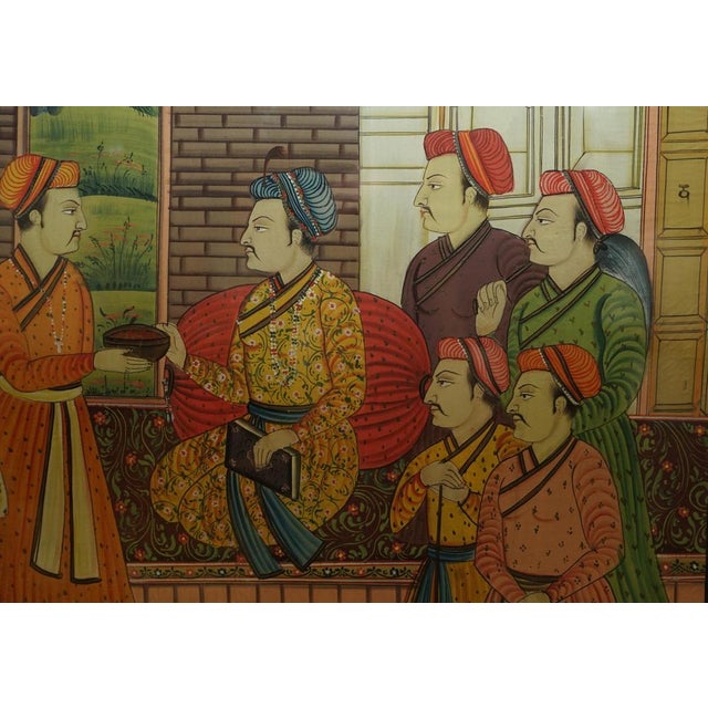 Antique Persian Hand-Painted Oriental Scenes on Silk in Frame, Set of 2 For Sale - Image 17 of 18