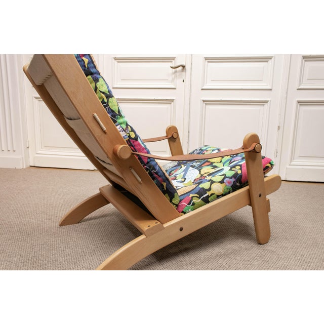 Textile Vintage Folding Lounge Chair in Oak by Ake Fribytter and Stig Lindberg, 1970s For Sale - Image 7 of 10