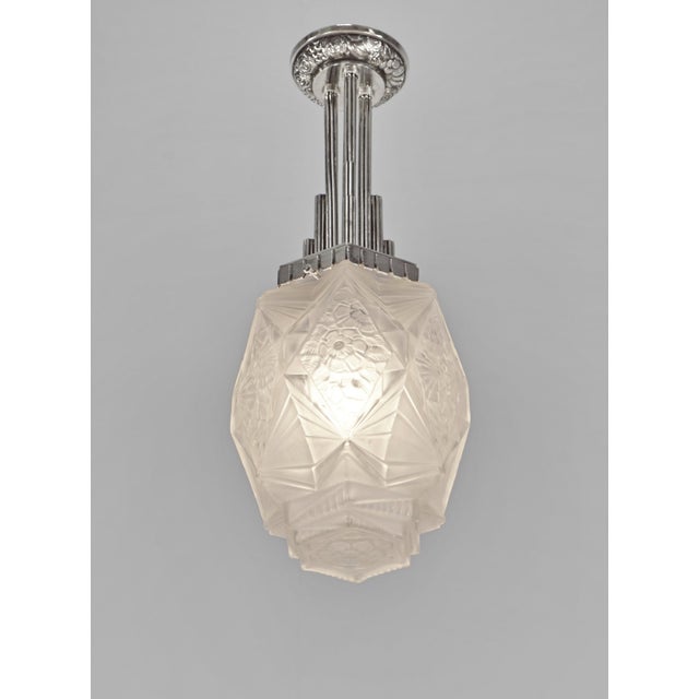 Ezan French Art Deco Geometric Skyscraper Pendant Light 1930s by Jean Gauthier Ejg For Sale - Image 4 of 12
