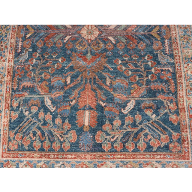 Antique Malayer Long Area Rug in Blue, Rust, Green by Keivan Woven Arts For Sale - Image 4 of 12