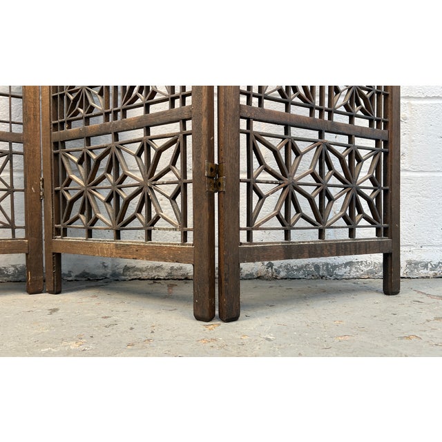 Mid-Century Modern Folding Four-Panel Room Divider in Teak For Sale - Image 12 of 15