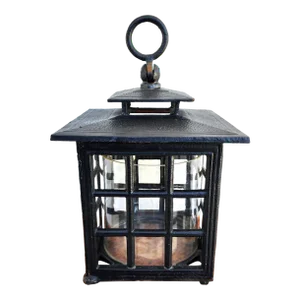 Iron Candle Lantern Mid Century Huge 30 Pounds