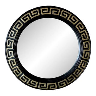 Black & Gold Greek Key Wall Mirror For Sale