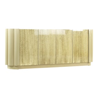 Karl Springer Style Mid Century Faux Snakeskin Credenza For Sale