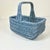 Mid-Century Boho Chic Coastal French Blue Wicker Tabletop Basket For Sale - Image 4 of 10