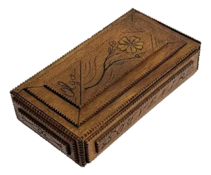 Tramp Art Box Folk Carving