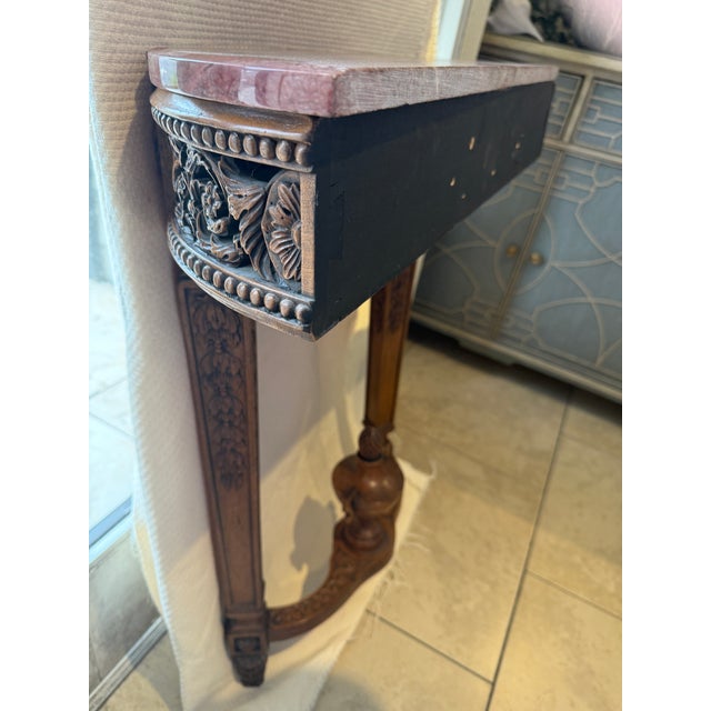 Mid 20th Century French Louis XVI Style Marble Top Wall Mounted Console Table For Sale - Image 15 of 16