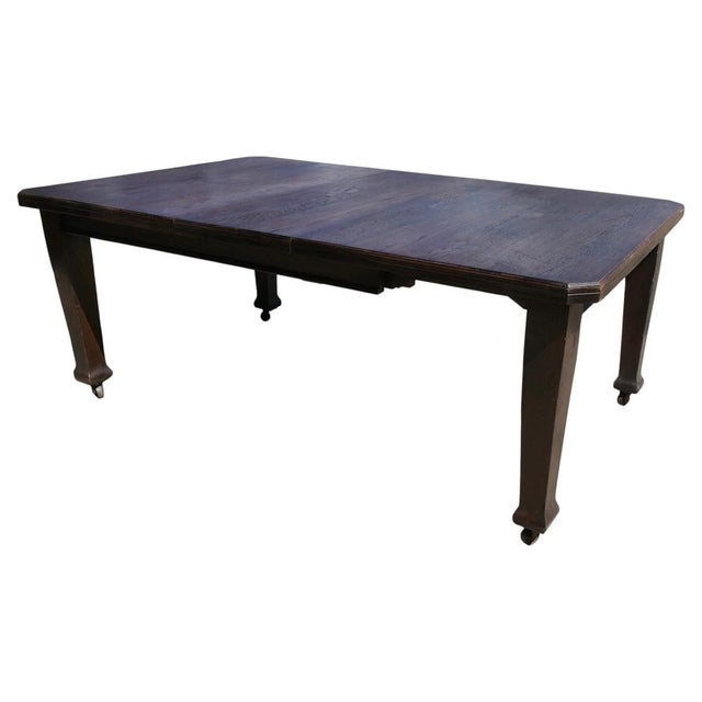 Brown Victorian Arts and Crafts Oak Wind-Out Dining Table, 1890 For Sale - Image 8 of 8
