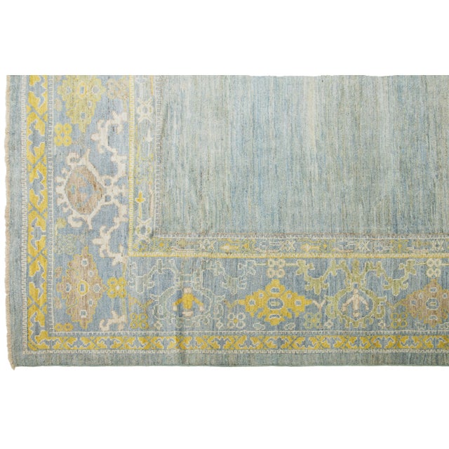 Blue Room Size Modern Sultanabad Designed Wool Rug in Blue by Apadana For Sale - Image 8 of 10