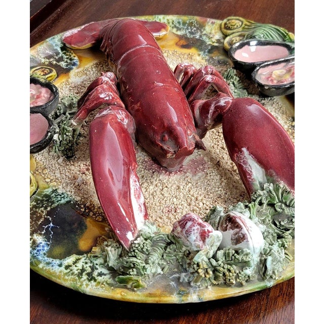 Large Trompe Loeil Seafood Platter in Palissy-Ware Pottery, 1890s For Sale - Image 4 of 6