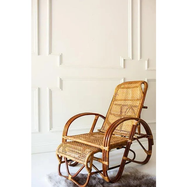 Vintage Wicker and Bamboo Reclining Lounge Chair For Sale In Minneapolis - Image 6 of 9