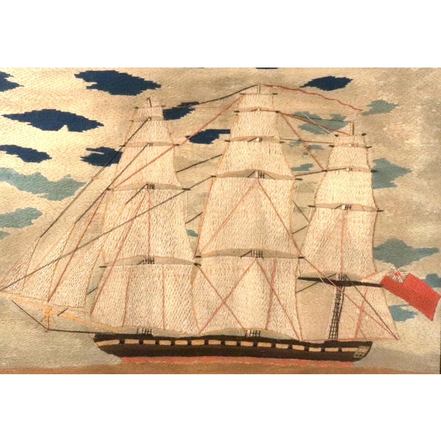 Cream British Sailor's Woolwork of a Tea Clipper Under Sail For Sale - Image 8 of 8