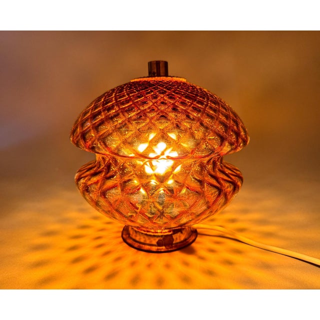 Glass and Brass Table Lamp from Jablonec Glassworks, Former Czechoslovakia, 1960s For Sale - Image 3 of 11