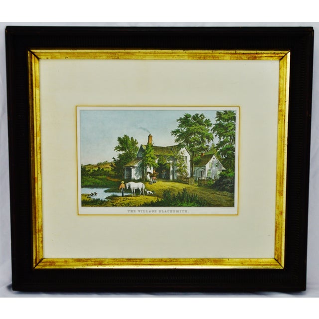 Vintage Framed Currier & Ives Print the Village Blacksmith Chairish