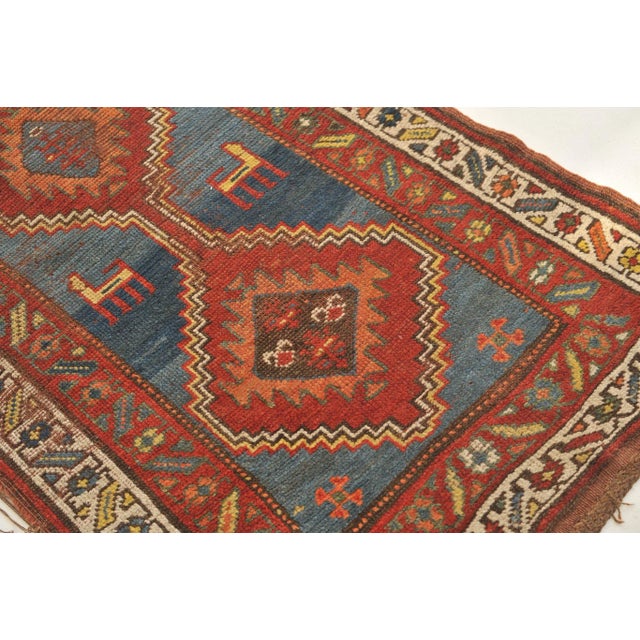 1930s Nomadic Blue, Terracotta, Red and Camel Runner Rug , 3.2 x 8.9 For Sale In Milwaukee - Image 6 of 11