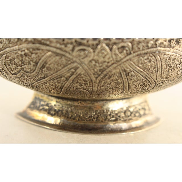 19th Century Kashmiri High Grade Silver Chiseled Kashkul, Beggar's Bowl For Sale - Image 9 of 12