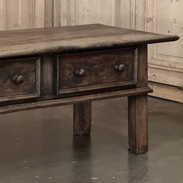 Wood 18th Century Rustic Country French Solid Oak Coffee Table For Sale - Image 7 of 18
