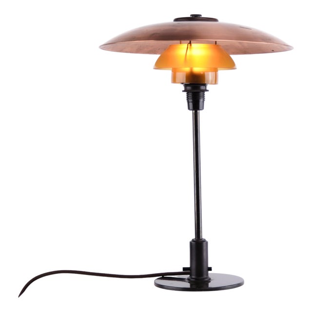 Model Ph 3.5/2 Table Lamp in Copper with Amber Shades from Poul Henningsen, 1930s For Sale