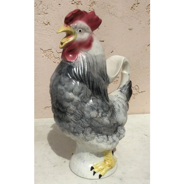 French rustic Majolica rooster pitcher circa 1950.
