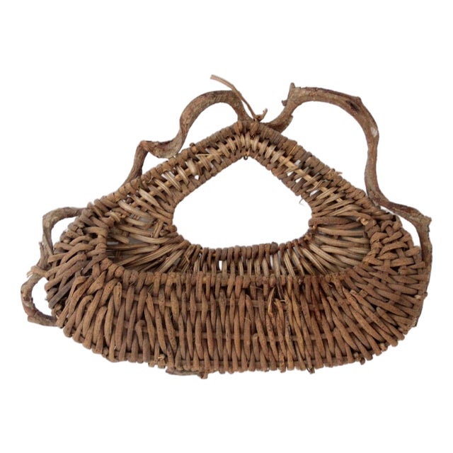 Vintage Woven Vine Wall Basket For Sale