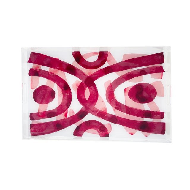 Transitional Pink on Pink White by Kate Roebuck Tray For Sale - Image 3 of 5
