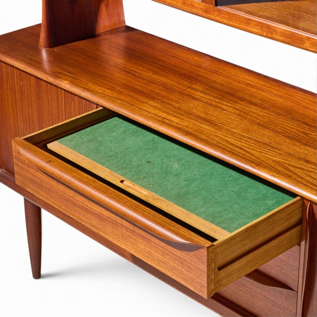 Hos Wulff Mid Century Danish Teak Tambour Door Credenza and Hutch For Sale - Image 9 of 11