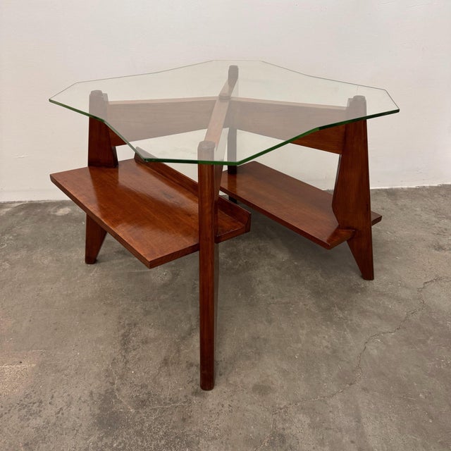 Brown Vintage Asymmetric Coffee Table, 1950s For Sale - Image 8 of 8
