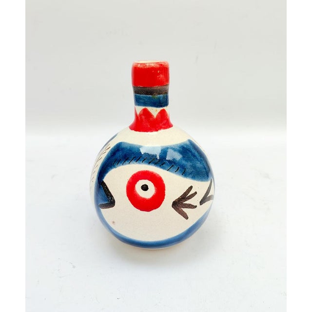 Ceramic Ceramic Bottle Vase with Fish Decor by Giovanni de Simone, 1970s For Sale - Image 7 of 7