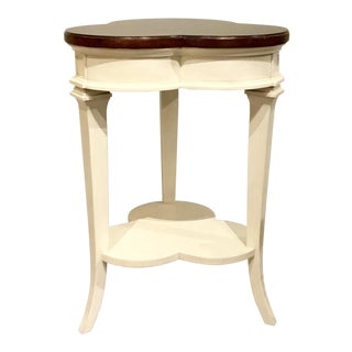 Transitional Ambella Home Wood Qutrefoil Side Table For Sale