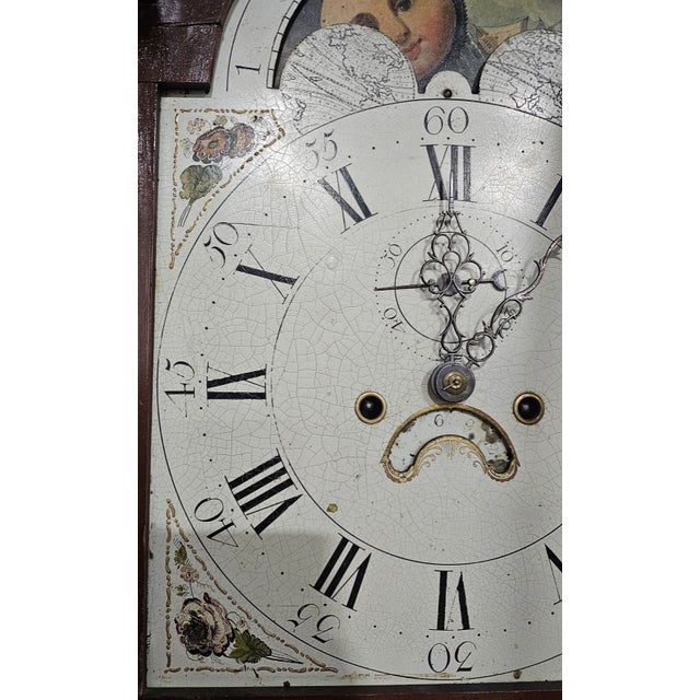 Antique Early 19 C New England Roxbury Style Tall Case Clock Wilson Dial For Sale - Image 9 of 15