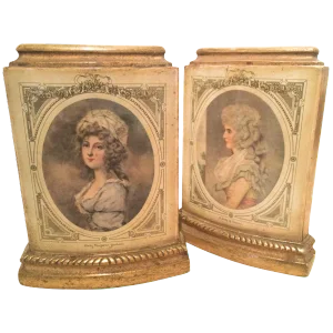 Pair of Borghese Bookends With Male and Female Figures