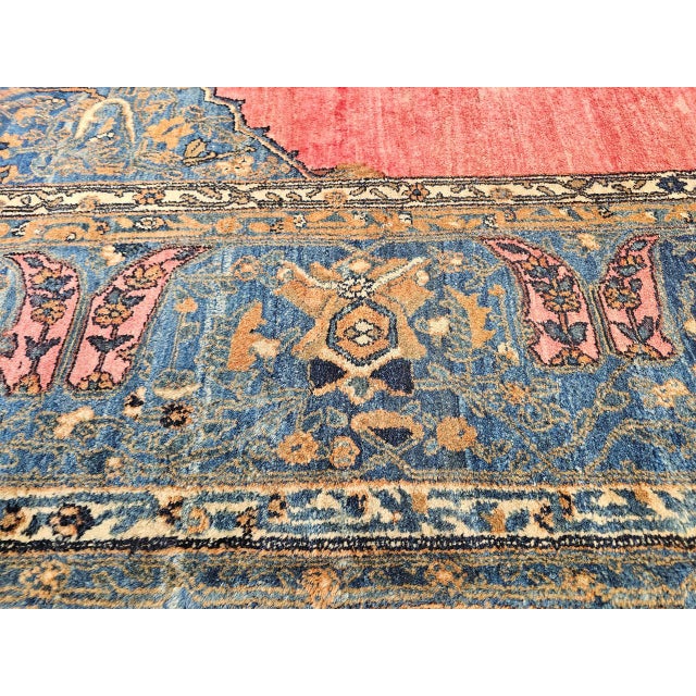 19th Century Oversized Persian Khorassan Rug, Hand-Knotted Wool, Floral Pattern, Red & Blue, 11’ X 16’ For Sale - Image 4 of 18