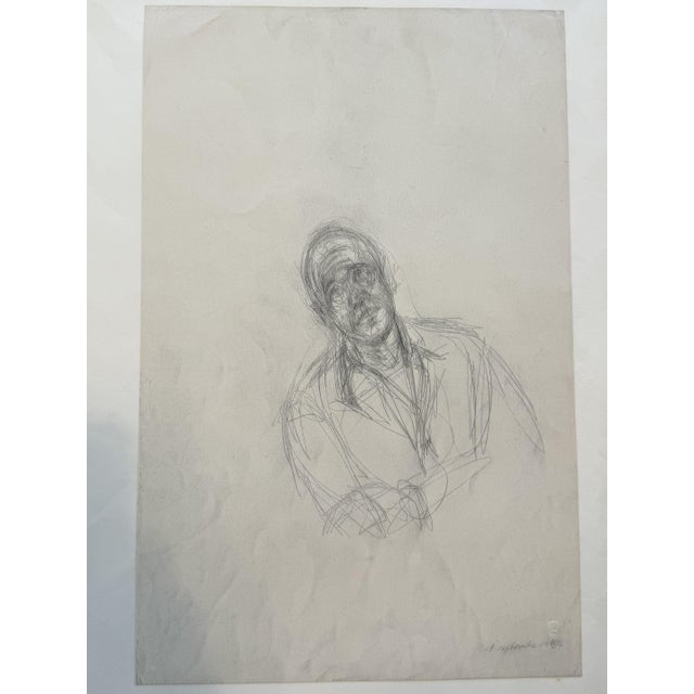 Alberto Giacometti: Rare lithograph after a drawing by the artist from 1954, portrait of Jean Genet. 32 x 50 cm Einaudi...