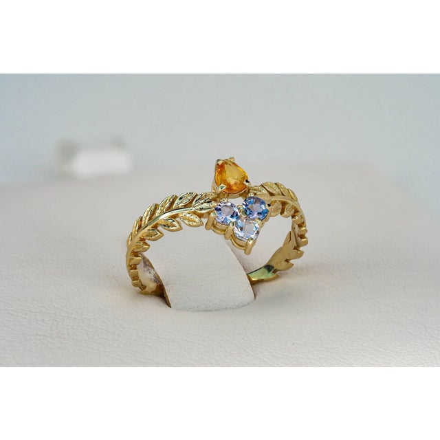 Metal Olive Leaves 14k Gold Ring Size 5 (All Sizes Available) For Sale - Image 7 of 10
