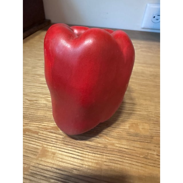 Mid 20th Century Mary Kirk Kelly Trompe L’Oeil Ceramic Red Bell Pepper Sculpture For Sale - Image 5 of 9