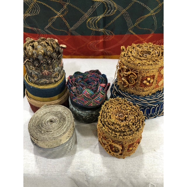 Boho Chic Antique Textiles Collection of Decorative Trims - Set of 10 For Sale - Image 3 of 9